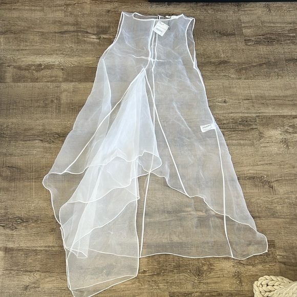NWT Zara ZW Collection Organza Sheer Midi Dress L - Picture 8 of 13